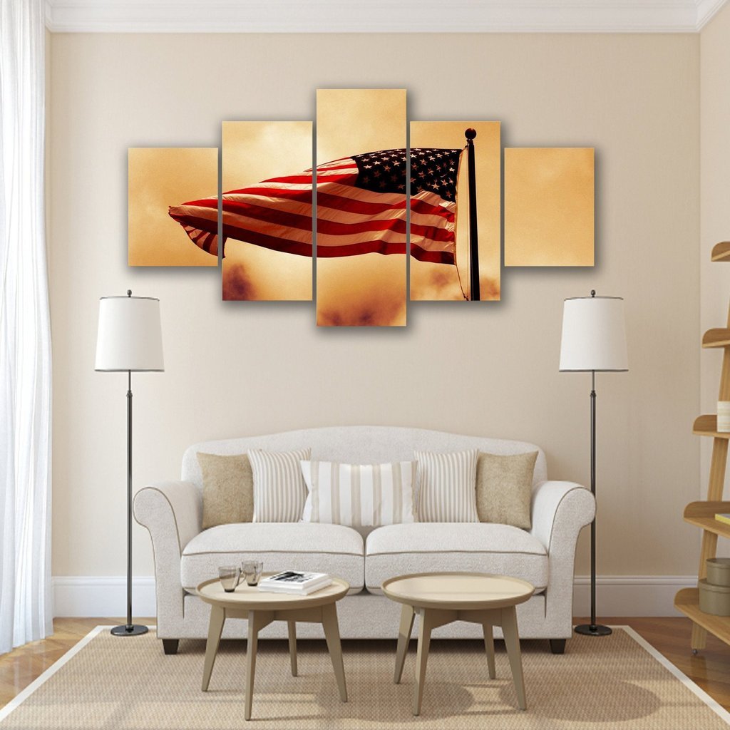 American Flag Waving In The Wind – Abstract Canvas Wall Art