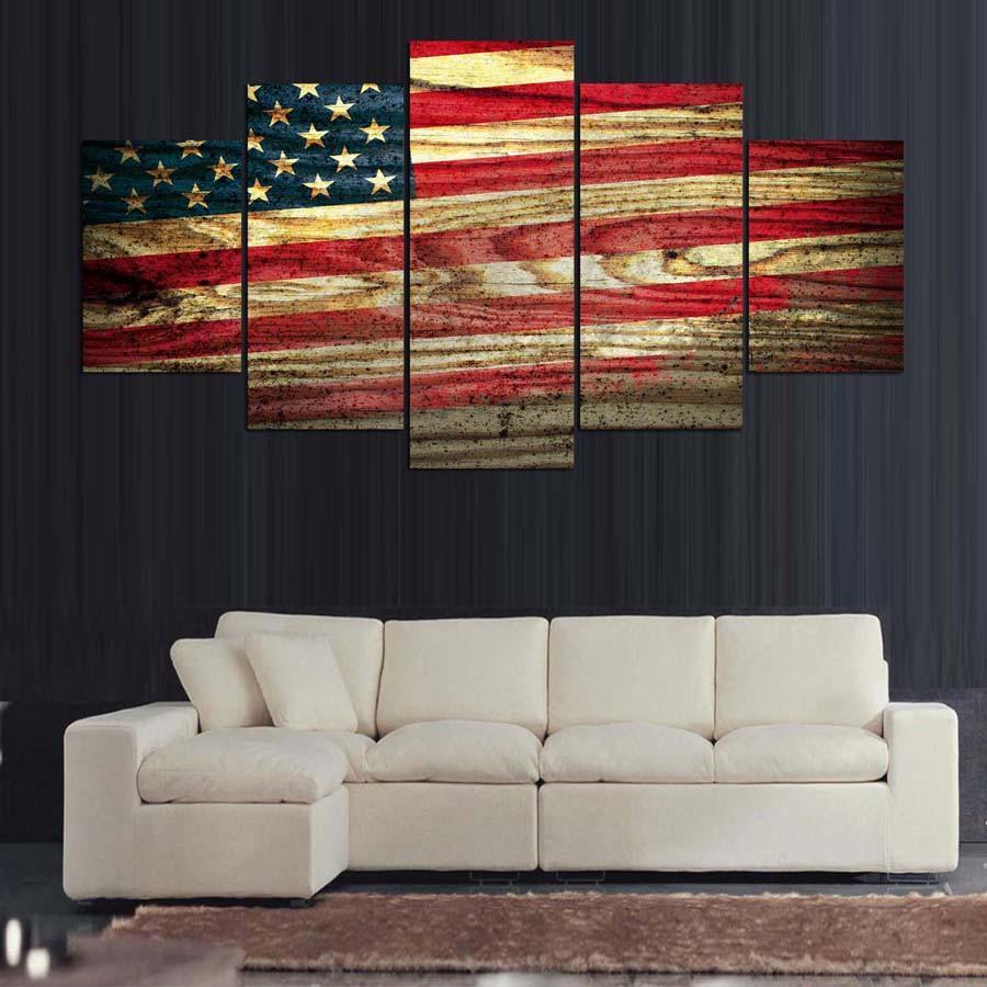 American Flag Wood Look – Abstract Canvas Wall Art