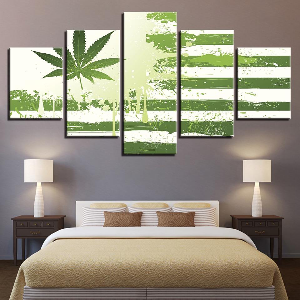 American Green Leaf Flag – Abstract Canvas Wall Art