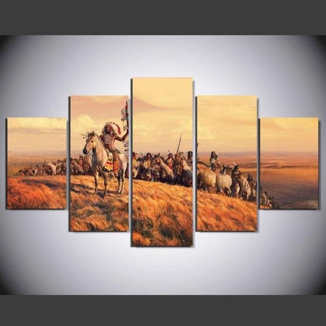 American Indian Native Life – Army Canvas Wall Art