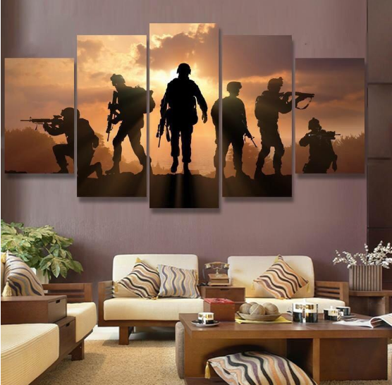 American Military Soldier Sunset – Army Canvas Wall Art