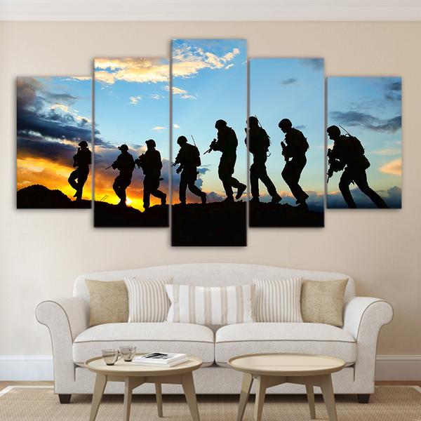 American Soldier Silhouette – Army Canvas Wall Art