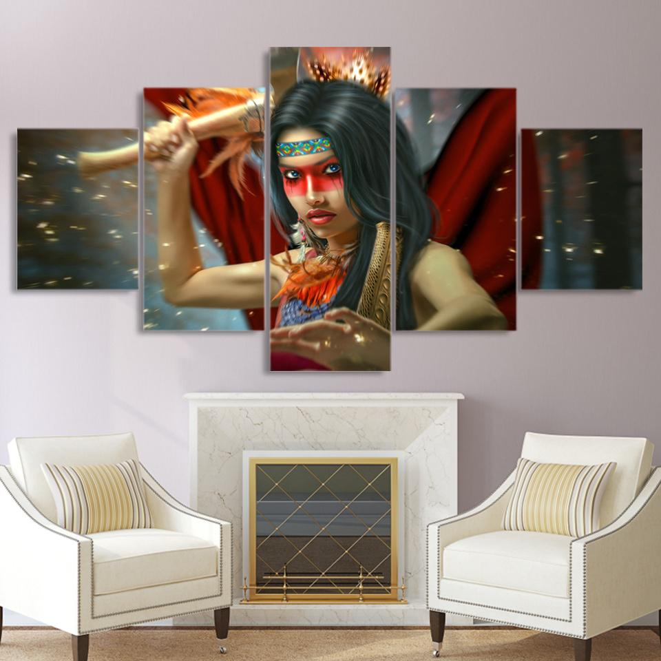 Ancient Dress Native American Girl – Abstract Canvas Wall Art