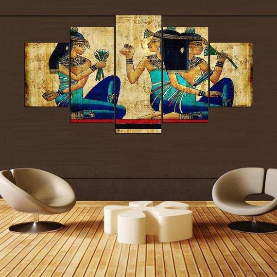 Ancient Egypt Music Theme Beautiful Girls – Religion Canvas Wall Art