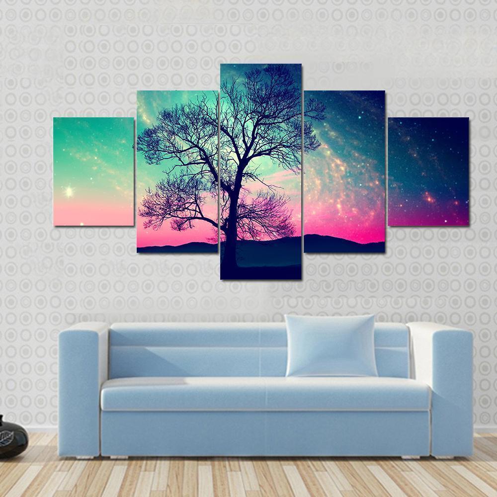 Andromeda Galaxy Over Earth Space – Nature Canvas Wall Art