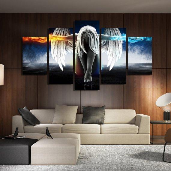 Angel Fire And Ice Angel Wings Angel Gift Heaven – Abstract Canvas Wall Art