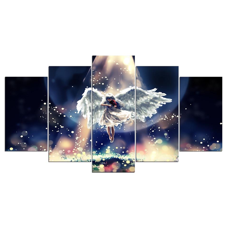 Angel Girl Play The Violin Starlight – Abstract Canvas Wall Art