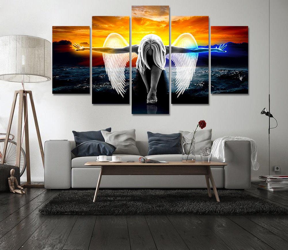 Angel Good Evil Sunset – Abstract Canvas Wall Art