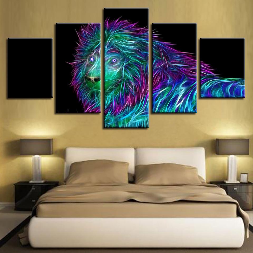 Animal Colorful Lion – Abstract Animal Canvas Wall Art