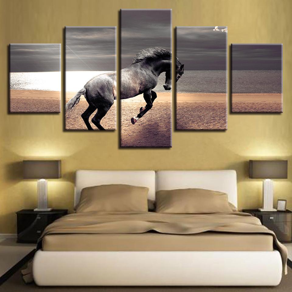 Animal Horse Running Landscape – Animal Canvas Wall Art