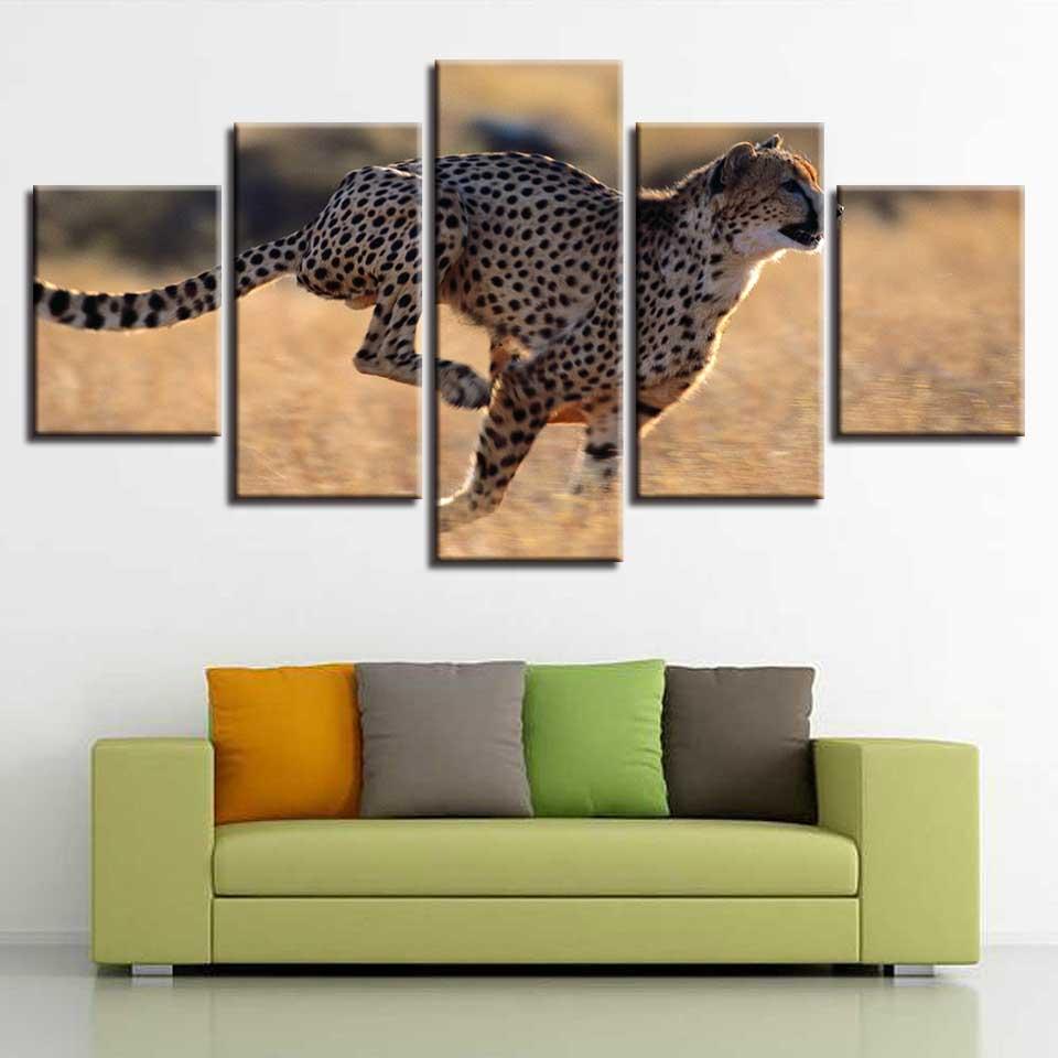 Animal Leopards Running Scenery – Animal Canvas Wall Art