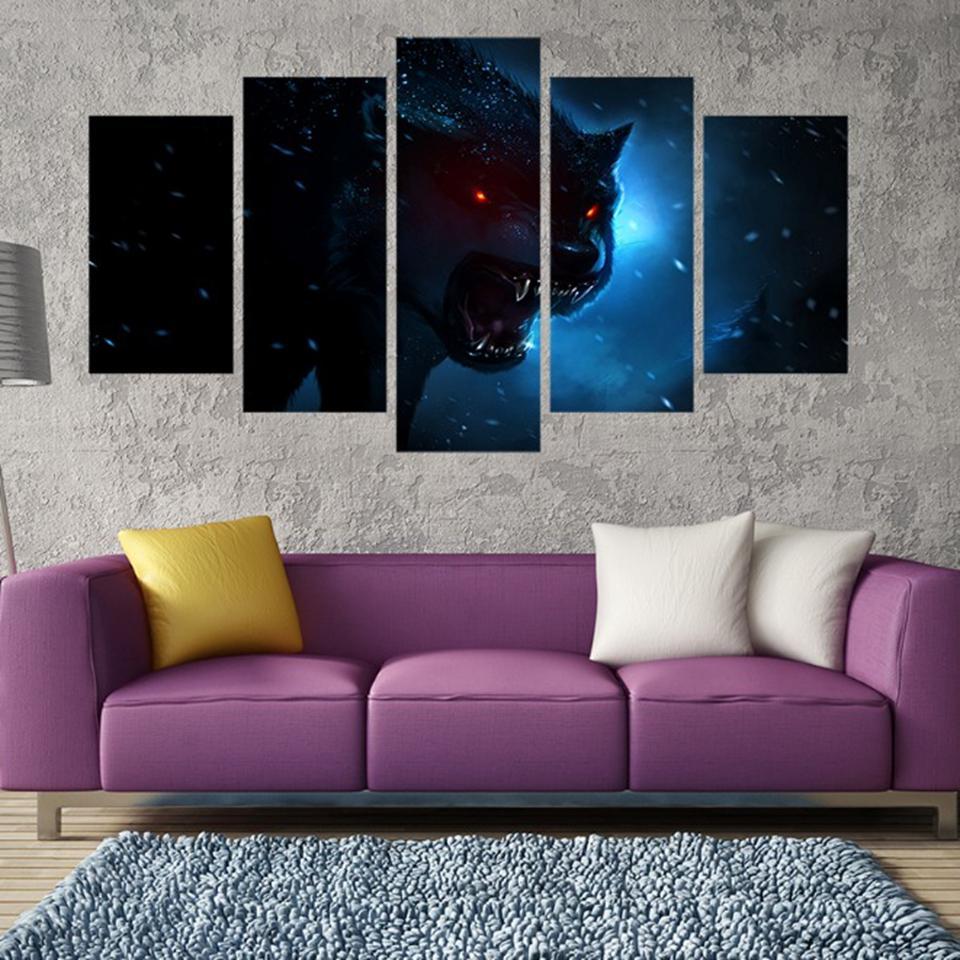 Animal Luminous Anger Wolfs – Animal Canvas Wall Art