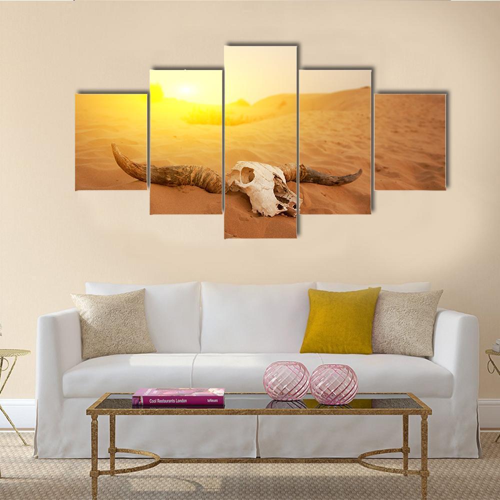 Animal Skull In The Desert – Nature Canvas Wall Art