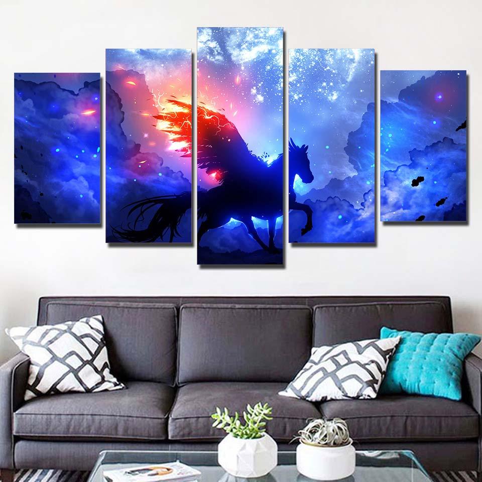 Animal Unicorn Night Scene – Abstract Animal Canvas Wall Art
