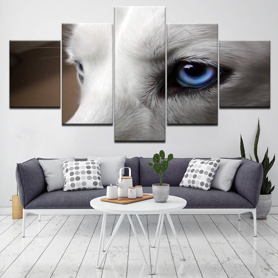 Animal White Wolf Blue Eyes – Animal Canvas Wall Art