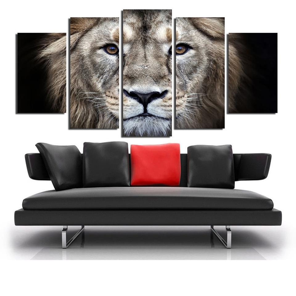 Animals Lion Face – Animal Canvas Wall Art