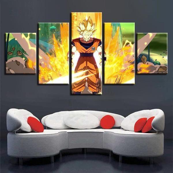Animated Cartoon Characters Dragon Ball Lightning – Anime Canvas Wall Art