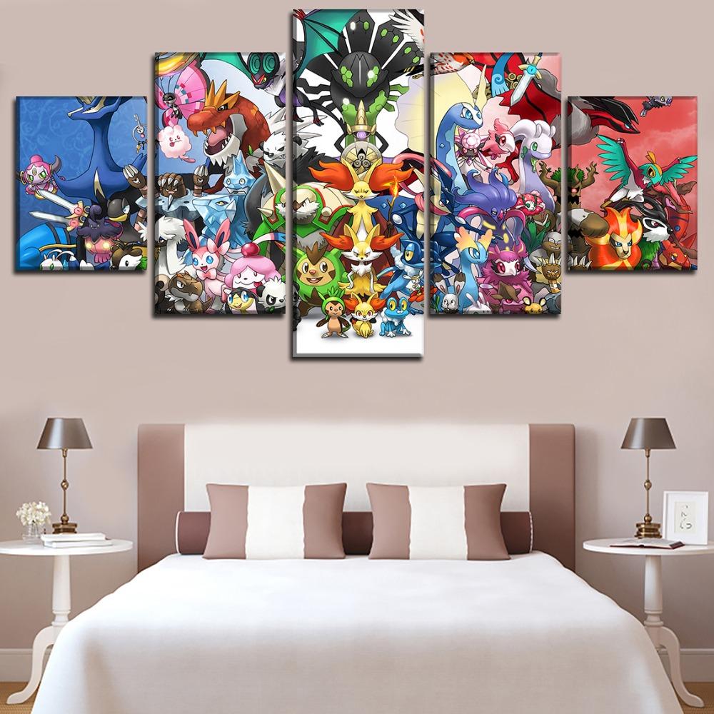 Animation Pokemon Elves Poster – Cartoon Canvas Wall Art