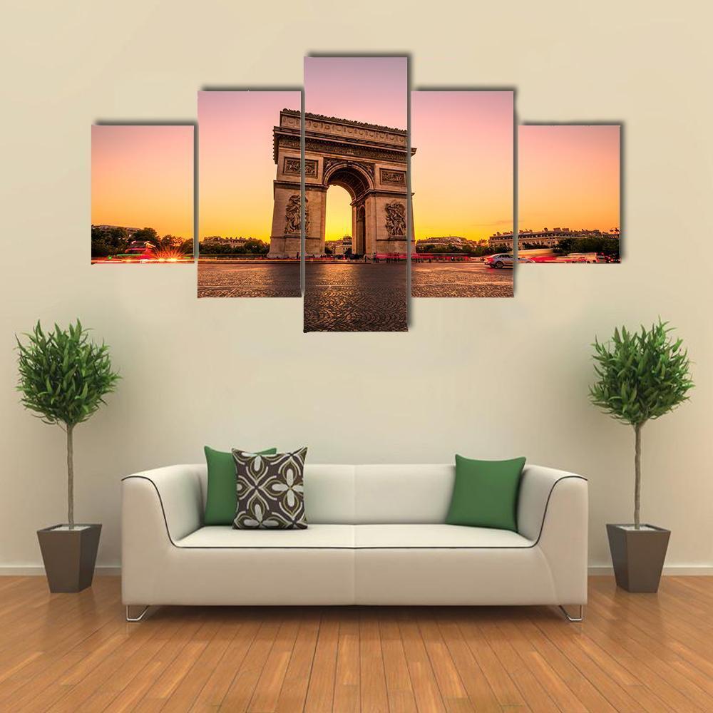 Arch Of Triumph At Twilight – Nature Canvas Wall Art