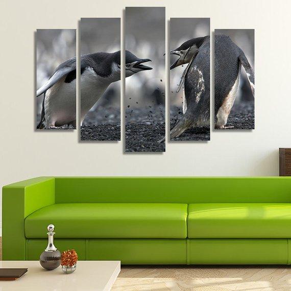Arctic Conflict Between Penguins 01 – Animal Canvas Wall Art