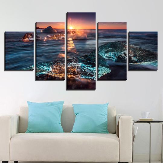 Arctic Ocean Beach Sunset Ice – Ocean Canvas Wall Art