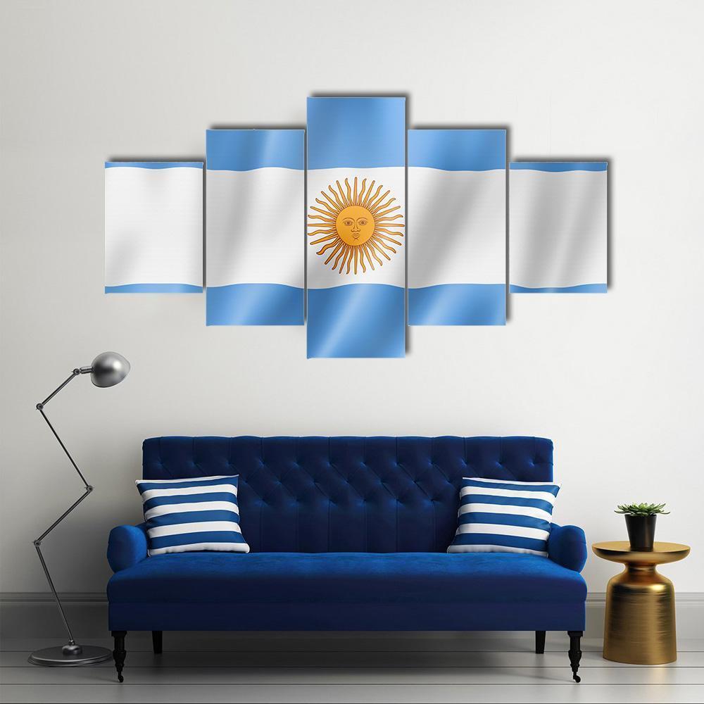 Argentina Flag Satin Texture – Abstract Canvas Wall Art