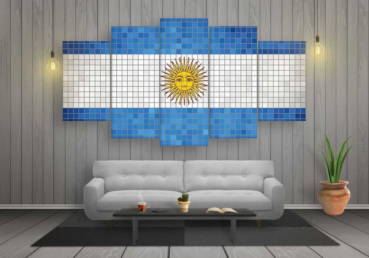 Argentina Mosaics Flag – Abstract Canvas Wall Art