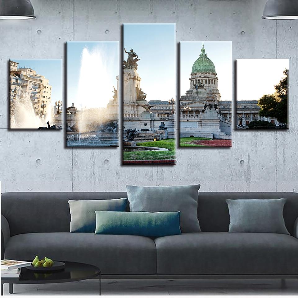 Argentine National Congress Building Fountain – Nature Canvas Wall Art