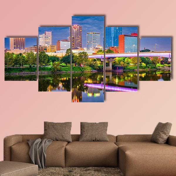 Arkansas Skyline On The River At Twilight – Nature Canvas Wall Art