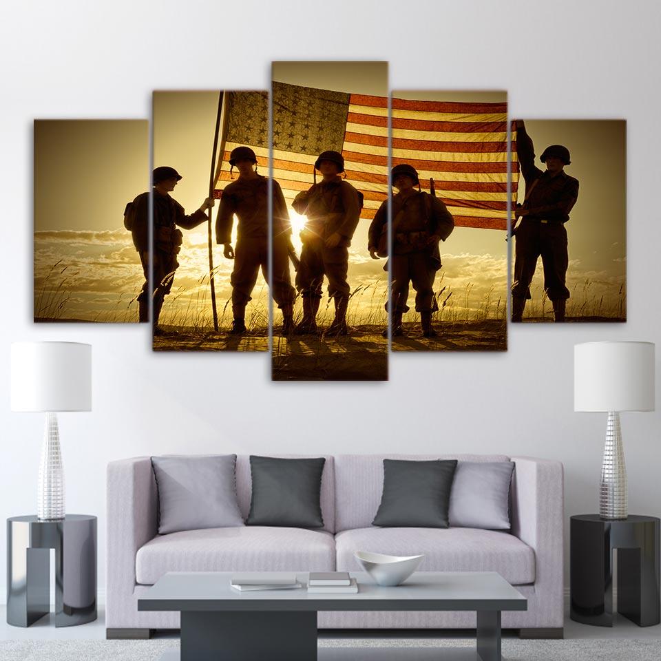 Armed Soldiers Silhouette 01 – Army Canvas Wall Art
