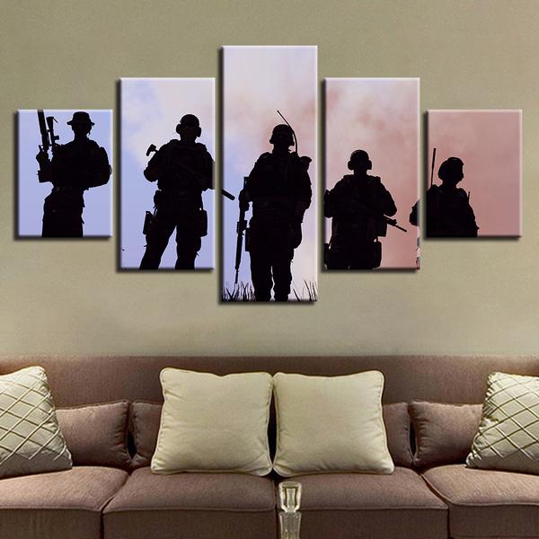Army Military Soldiers Memorial Silhouette – Army Canvas Wall Art