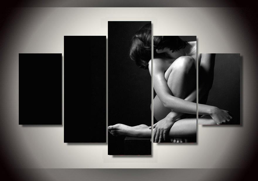 Artistic Black And White Yoga Woman Beauty – Abstract Canvas Wall Art