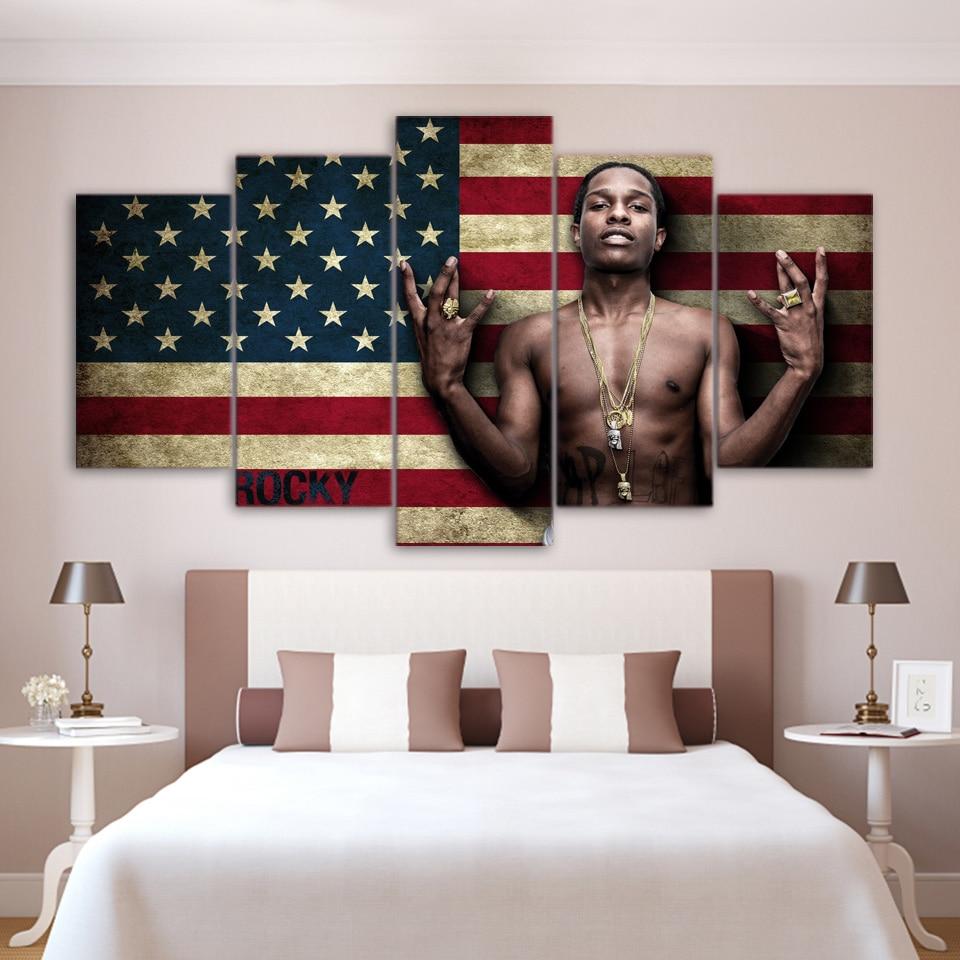 Asap Rocky Music Singer American Flag – Abstract Canvas Wall Art