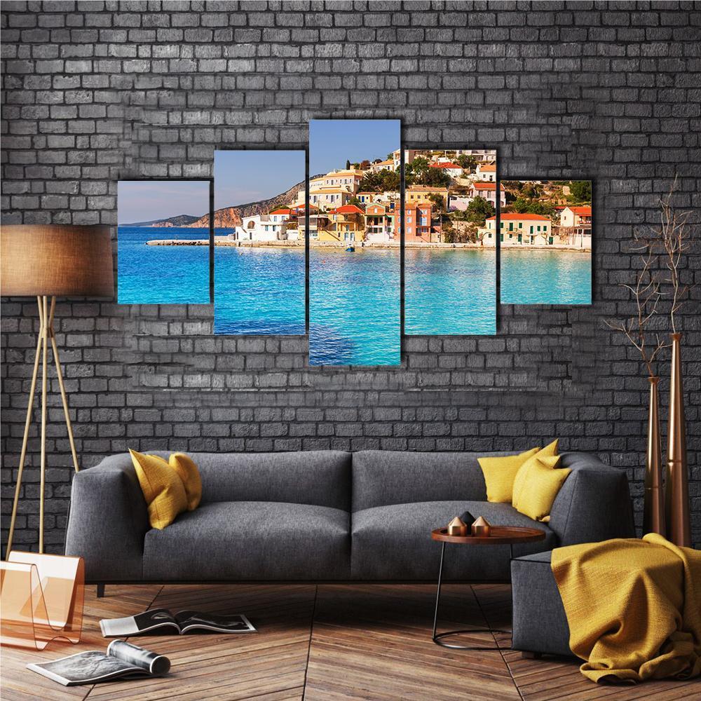 Assos Village And Sea Bay Kefalonia Island – Nature Canvas Wall Art