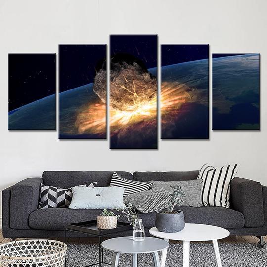 Asteroid Impacting Earth – Space Canvas Wall Art