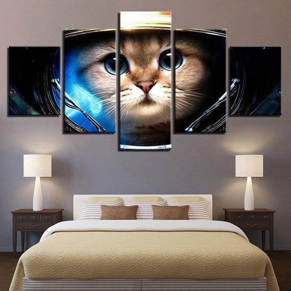 Astronaut Cat Face Astronaut Kitten – Animal Canvas Wall Art