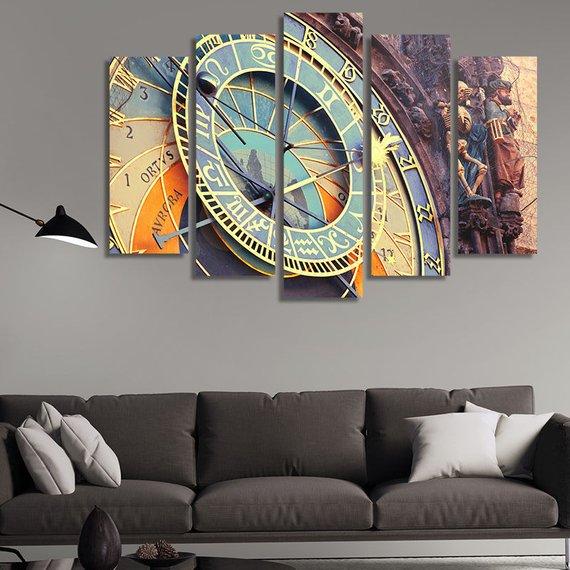 Astronomical Clock In Town Hall In Prague – Nature Canvas Wall Art