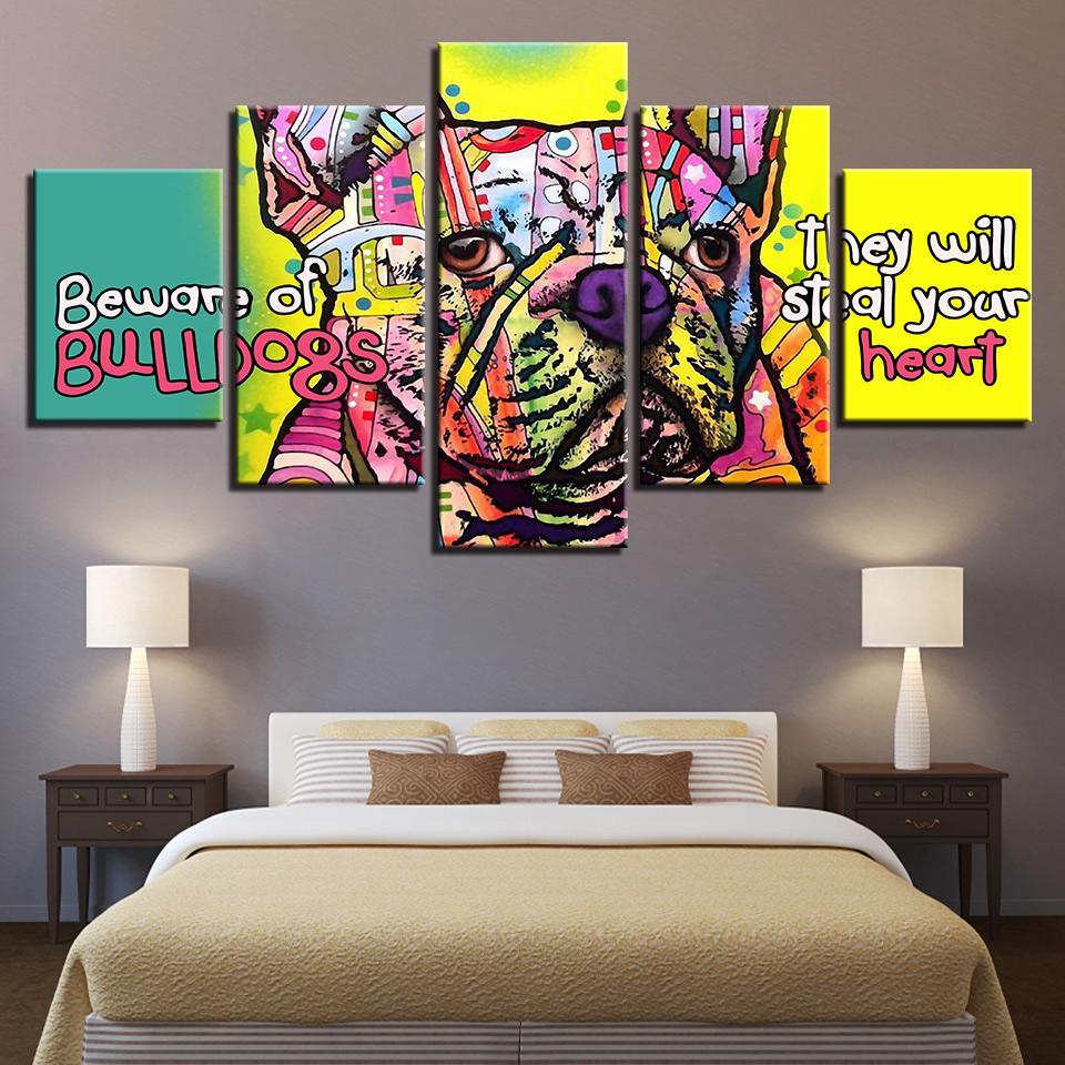 Ation Colorful Animal French Bulldog – Abstract Animal Canvas Wall Art