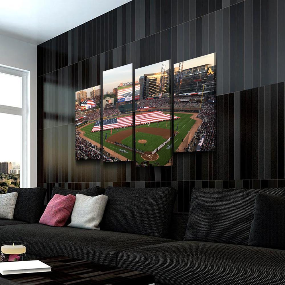 Atlanta Braves Stadium Baseball 4 Pieces – Canvas Wall Art