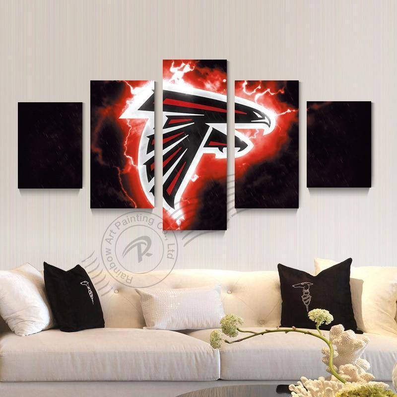 Atlanta Falcons Flame Logo 2 Football – Canvas Wall Art