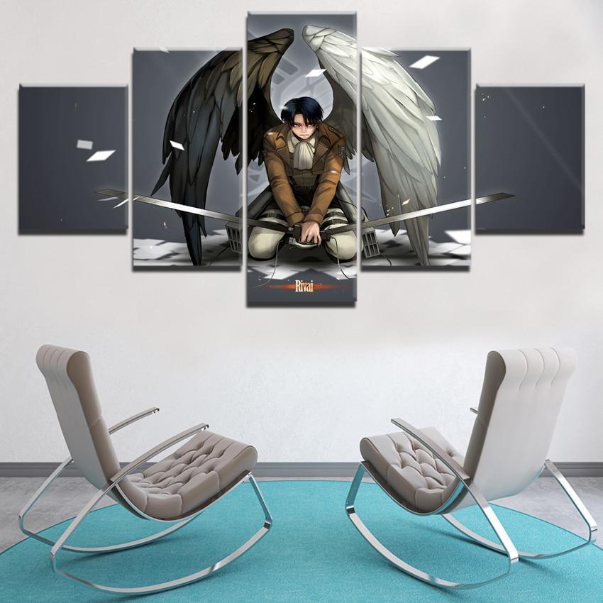 Attack On Titan Captain Levi Ackerman With Wings Canvas Wall Art