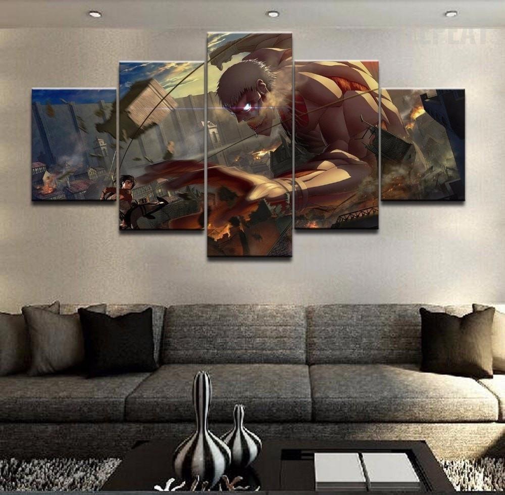 Attack On Titan : Mikasa Vs. Titan Anime Canvas Wall Art