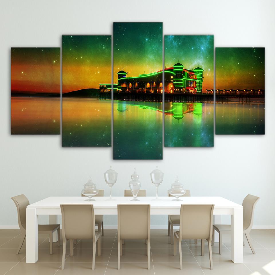 Aurora Abstract Lake Modular – Nature Canvas Wall Art