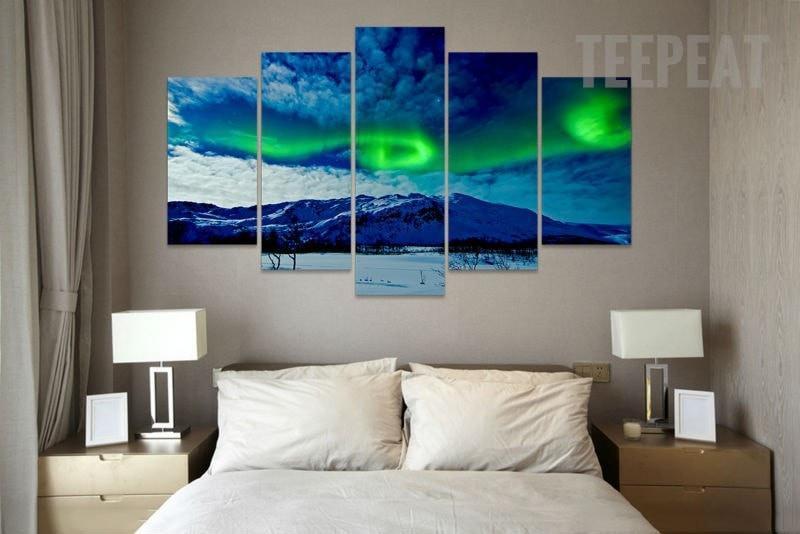 Aurora Borealis In The Cloudy Sky – Nature Canvas Wall Art