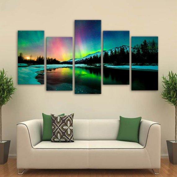 Aurora Borealis Lake 01 – Nature Canvas Wall Art