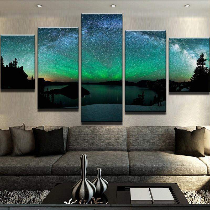 Aurora Borealis Night Sky With Stars – Nature Canvas Wall Art