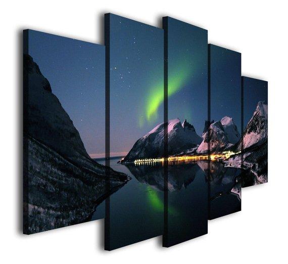 Aurora Borealis North Lights Landscape – Nature Canvas Wall Art