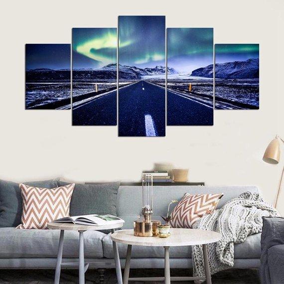 Aurora Borealis Northen Lights Landscape – Nature Canvas Wall Art