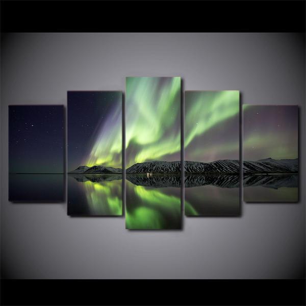 Aurora Lake Mountain 01 – Nature Canvas Wall Art