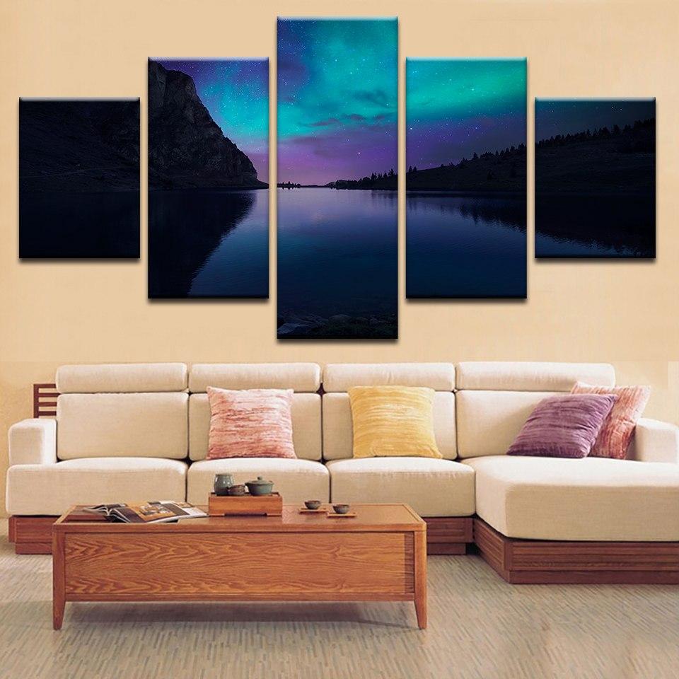 Aurora Lake Night 01 – Nature Canvas Wall Art
